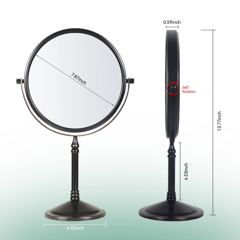 Nicesail Tabletop Magnifying Makeup Mirror with 10X Magnification, Double-Side Magnified Mirror, 360 Swivel Cosmetic Mirror for Table Desk Bathroom Vanity, No Light Oil Rubbed Bronze (8 Inch, 10X) - Image 5
